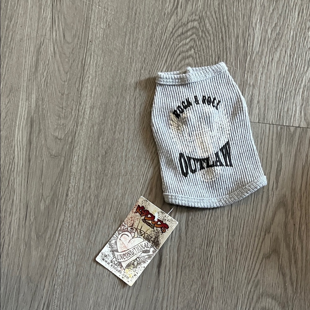 Gray Dog Sweater with Black Text